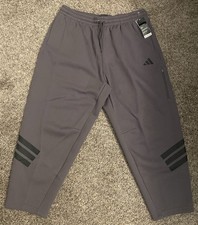 Adidas Fleece Jogger Sweatpants Men  s Size XL Gray w/ Black Stripes NWT     