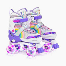 SULIFEEL Girls Adjustable Size Kids Adjustable Quad Roller Skates Sz. 12.5