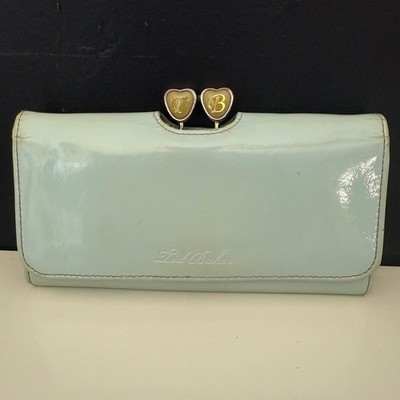 Ted Baker Matinee Wallet Womens OS Mint Green Good Patent Heart Bobble Clasp
