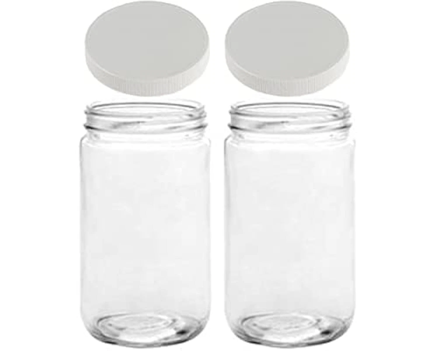 32oz Extra Wide Mouth Glass Storage Jar with BPA-Plastic Lid – Quart Size Air...