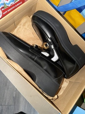 FitFlop F-Luma Chunky Snaffle Box -leather Demi-wedge Loafers Black Size 10
