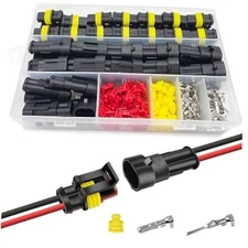 25 Kit 2 Pin Connector Automotive Electrical Connectors 2 Wire 22-16AWG 25Set