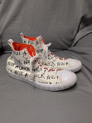 Converse Unt1tl3d Hi Mens 13 Not A Chuck Egret White Orange Graphic Sneakers