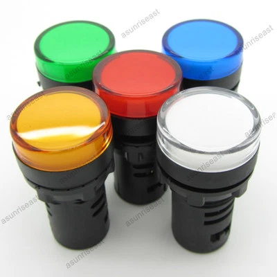 5PCS Mixed Red Green Blue Blue Yellow White 22mm 110V LED Indicator Signal Light - Image 1 of 4