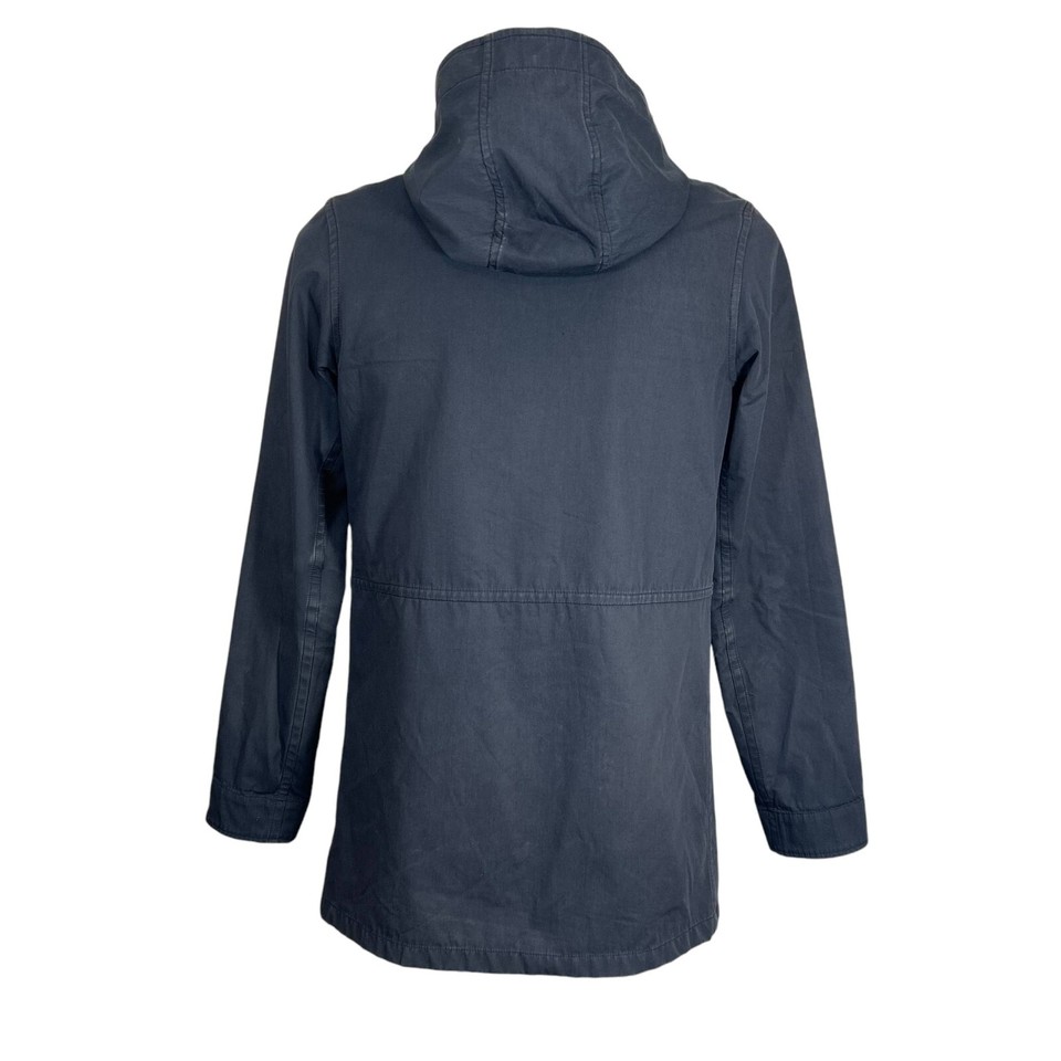 APC Paris Blue Hooded Long Parka Jacket Cotton Blend Lightweight Men's