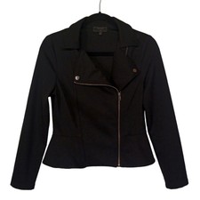 Chocolate Usa Black Zipper Moto Style Long Sleeve Stretchy Jacket Small
