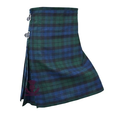ST Men's Scottish Black Watch Tartan Dress Kilt 5 Yards 13oz Various Size Pin 3''
