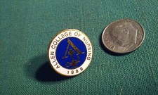 1989 Allen College Of Nursing Pin Round Metal & Enamel