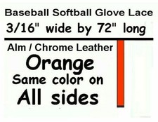 Baseball Gloves Softball Leather Laces ~ Solid Orange (1) 3/16"X72" MADE in USA
