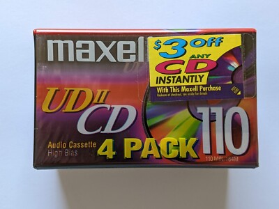 Maxell UD II CD 110 Pack Of 4 Cassette Tapes New Sealed High Bias Type II EQ 70