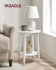 Side Table Small Round Table Bedside Table with Lower Shelf for Small Spaces