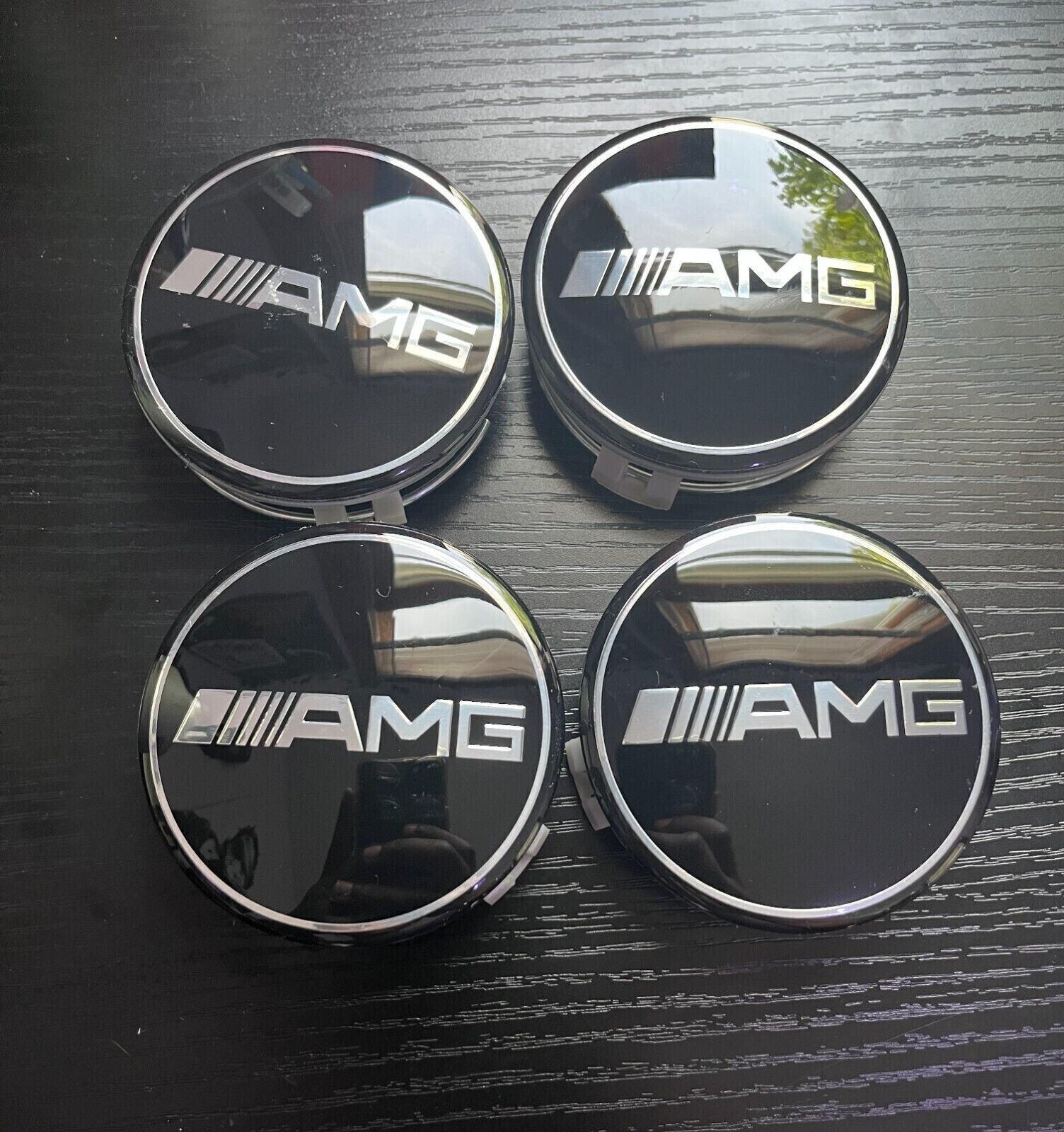 For Mercedes WHEEL CENTER CAPS AMG 75MM OEM LIMITED EDITION BLACK SET OF 4
