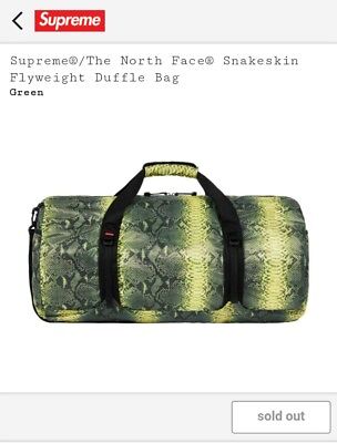 Supreme The North Face Snake Skin Duffle Bag Green Packable