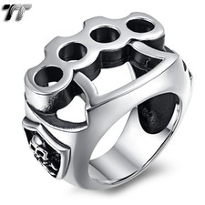 High Quality TT 316L Stainless Steel Knuckle Skull Ring Size 6-14 RZ133 NEW