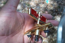 New 1977 1990 Chevrolet Caprice Front Red Gold Plated Emblem Chevy