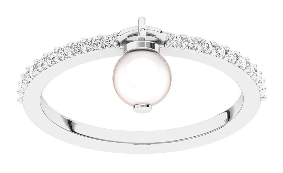 I1 G 0.20 Carat Genuine Diamond Pearl Anniversary Wedding Ring 14K Rose Gold - Image 4 of 4