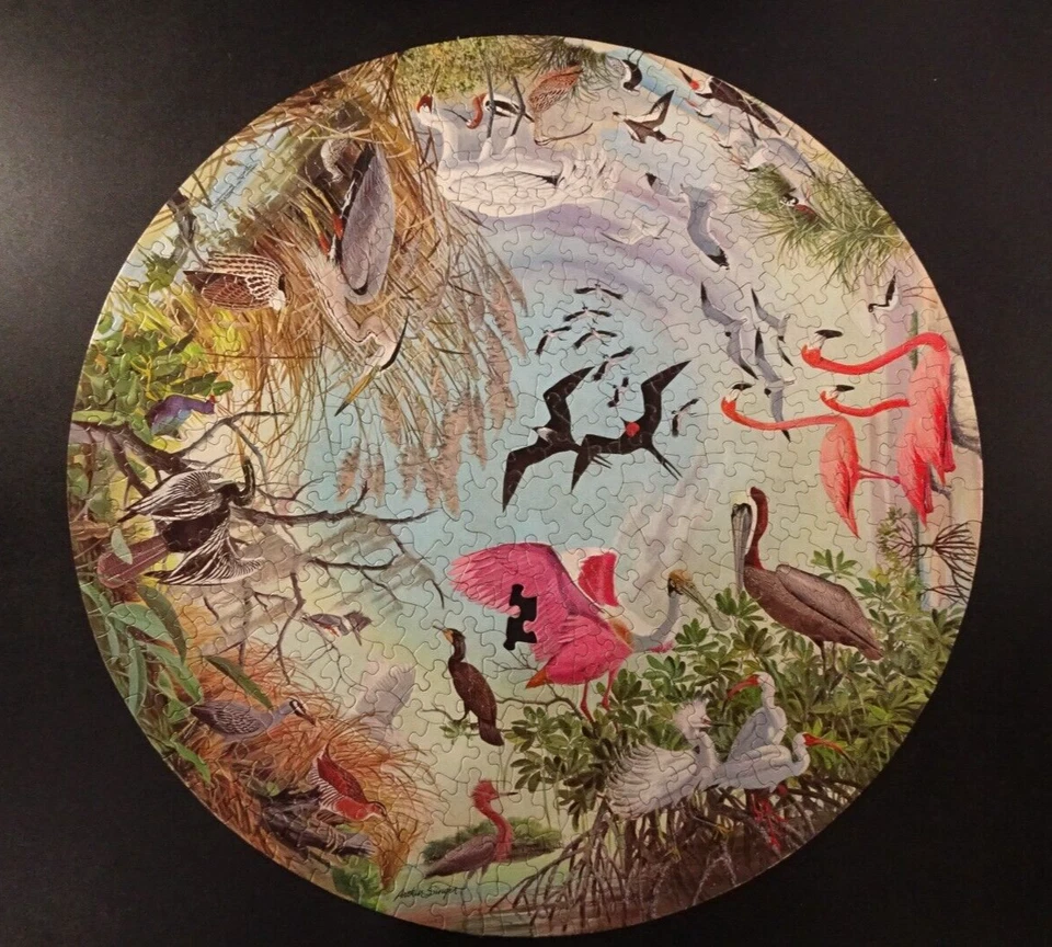 Vtg 1965 Springbok Circular Puzzle "Water Birds" by Arthur Singer / PZL C912 - Image 2 of 4
