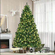 4/5/6/7 Feet Tall Christmas Tree W/LED Lights Stand Holiday Season In/Outdoor US