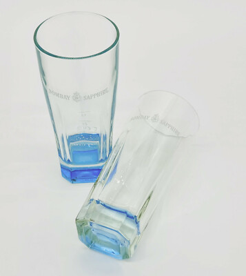 2 x Bombay Sapphire London Dry Gin Longdrink Glas blaue Einfärbung Gläser 3447-2