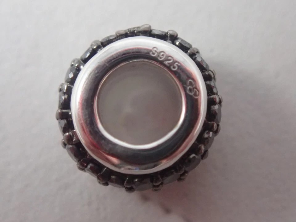 LINKS OF LONDON STERLING SILVER SWEETIE BRACELET ROUND BEAD w/ BLACK DIAMONDS - Image 4 of 4