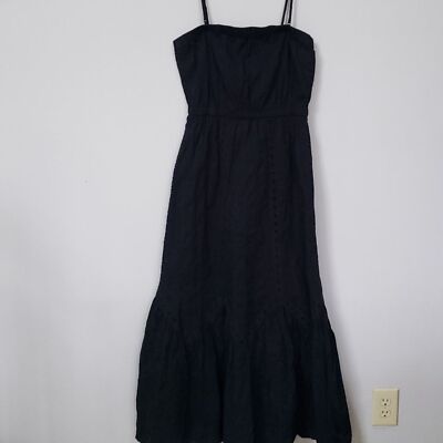 Y2K Gap Maxi Dress Womens L Black  Tiered Skirt Whimsygoth Witchy Victorian