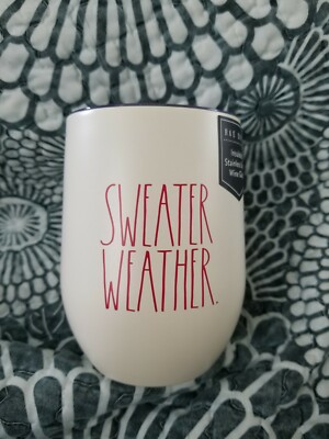 Rae Dunn Fall 2020 SWEATER WEATHER Stainless Wine Tumbler Glass Red ...