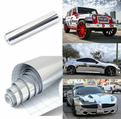 Chrome Mirror Vinyl Film Wrap Sticker Decal Stretchable Reflective Super Gloss