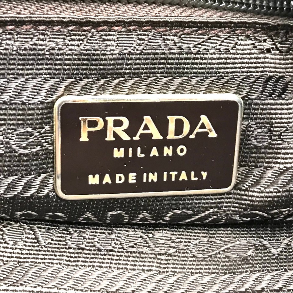 Used Prada Triangle Logo Leather Nylon Chain Shoulder Bag Brown A603 eBay