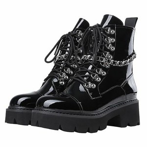 shiny black ankle booties