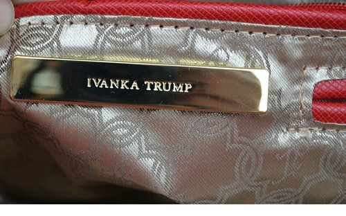 IVANKA TRUMP AUTH Women's Red Leather Bucket Gold Chain Handles Tote Handbag - Picture 10 of 12