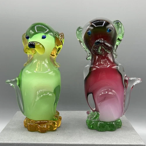 Avem Murano Summerso Art Glass Multicolored Dog Figurine VENETIAN ITALY