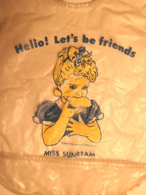 1950s Hello Let's be friends Miss Sunbeam Baby Bib