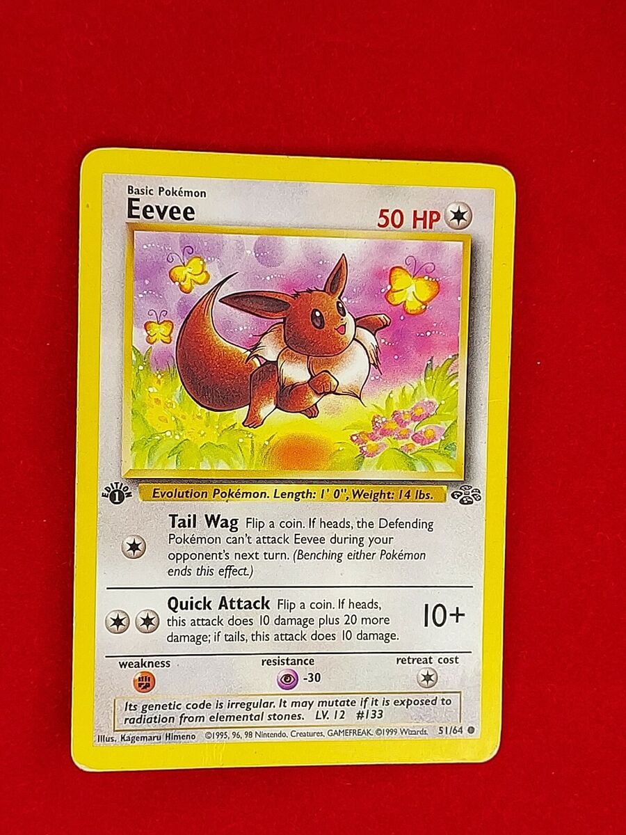 1ST EDITION EEVEE 51/64 RARE JUNGLE SET 1999 POKEMON CARD PC 1ST EDITION EEVEE 51/64 RARE JUNGLE SET 1999 POKEMON CARD PC