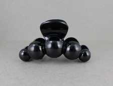 Black hair clip plastic 3.75" long big barrette claw clamp circle ball bead