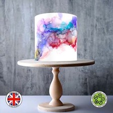 Nebula Alcohol ink wrap around edible cake topper ICING / WAFER