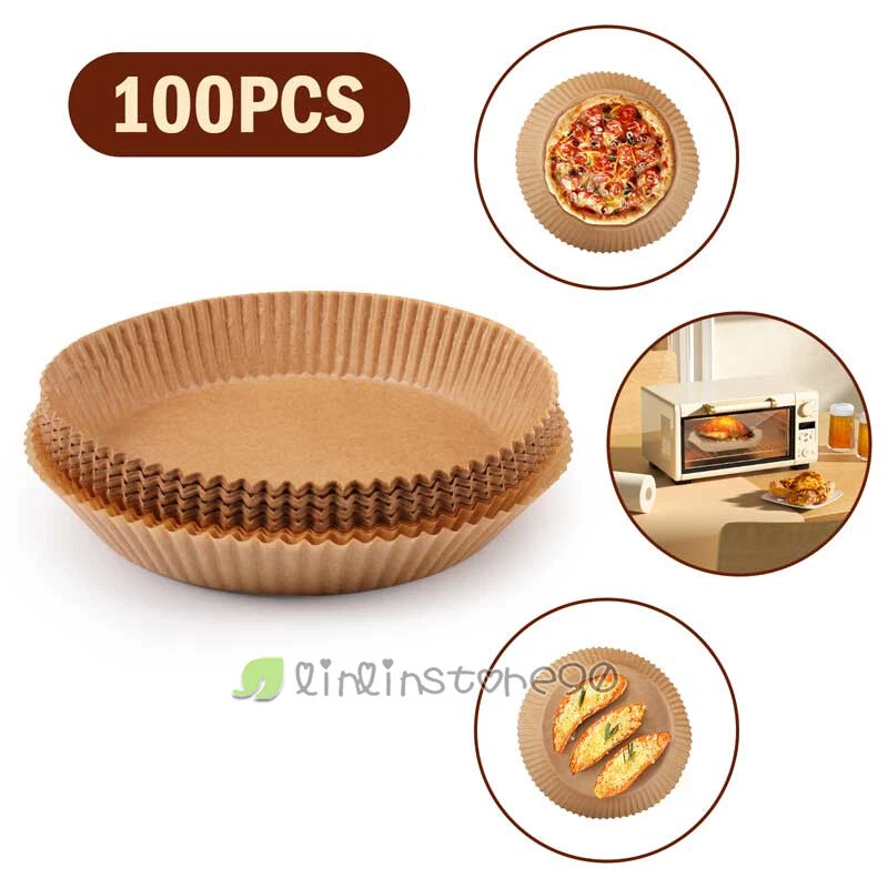 Air Fryer Liners, 100 PCS Disposable Paper Liners, Non-Stick Silicone Oil-proof