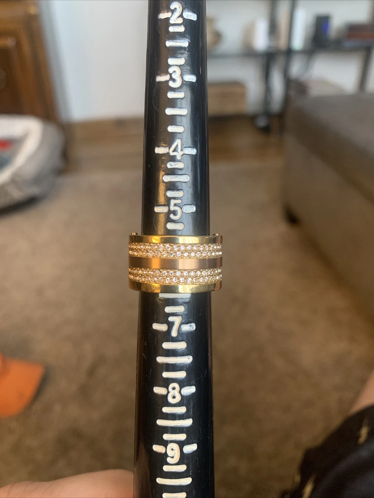 Anello baguette baguette pavimentazione brillante Michael Kors oro $115 taglia 6 5