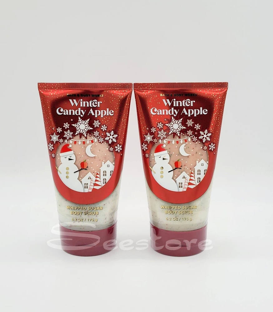 Bath & Body Works WINTER CANDY APPLE Exfoliating Sugar Body Scrub Set of 2