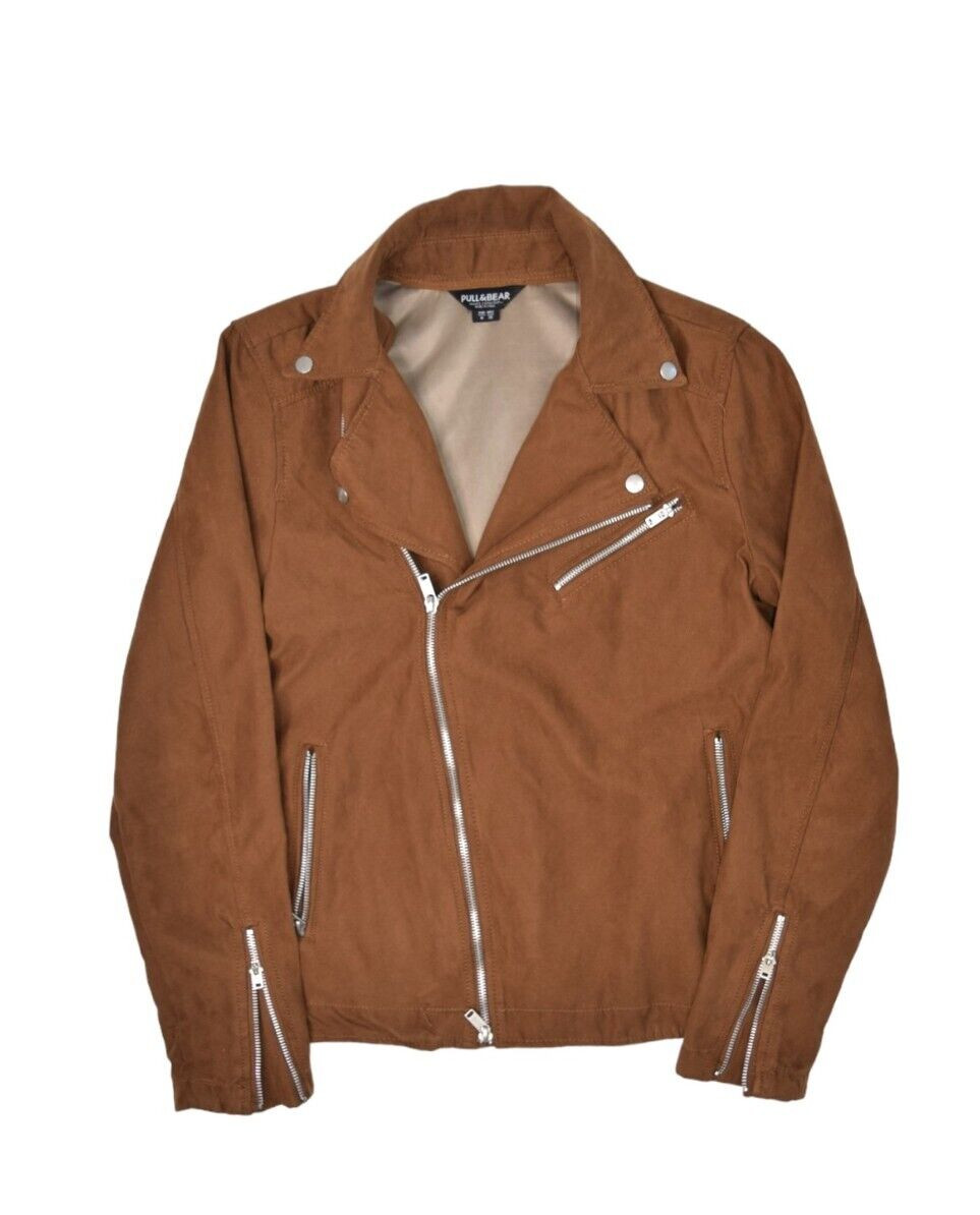 Pull & Bear Jacket Womens Medium Brown Motorcycle… - image 1