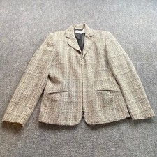 Villager Liz Claiborne Blazer Women's 10 Gray Black Tweed Zip Up Jacket Office