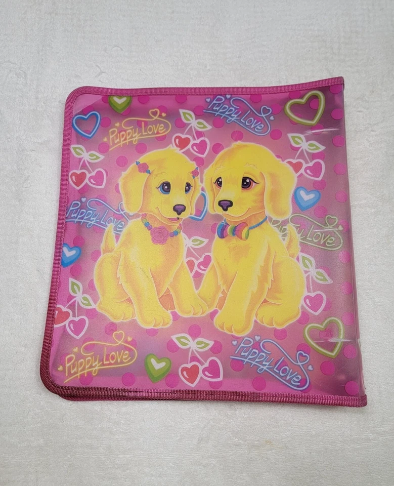 Vintage 90's Lisa Frank Puppy Love Puffy 3 Ring Binder Zipper Pink Puppies RARE - Image 2 of 4
