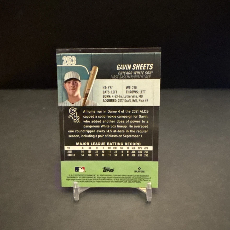 2022 Topps STADIUM CLUB CHROME ROOKIE #253 Gavin Sheets EX/NM - Image 2 of 2