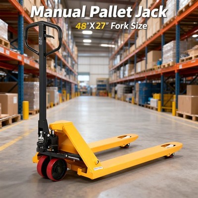 Manual Hand Pallet Jack Warehouse Material Lift Truck 5500lbs with 48''X27'' Fork