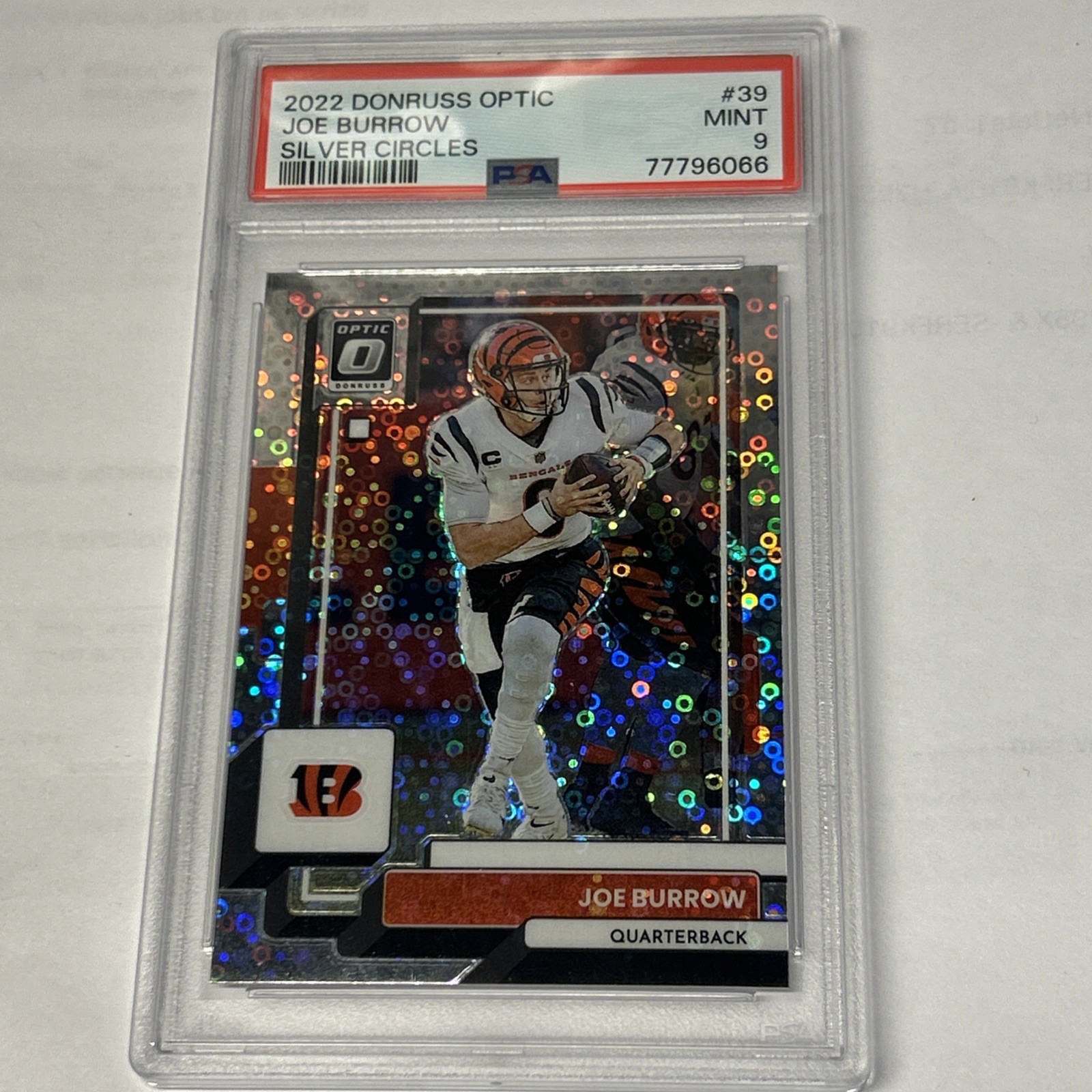 2022 Panini Donruss Optic - Joe Burrow #39 Silver Circles Prizm /125 PSA 9