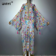 Women'S Bohemian Kimono Holiday Kaftan Beachwear Loose Cardigan Evening Dress Lu