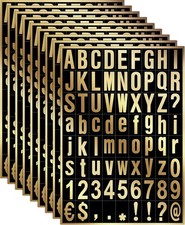 8 Sheets Self-Adhesive Vinyl Letters Numbers Kit, Mailbox 1 Inch Gold in Black