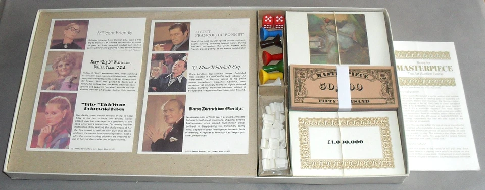 VINTAGE Masterpiece Board Game Parker Art Auction Strategy 1970 COMPLETE RETRO - Image 2 of 4