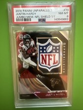 2016 Panini Unparalleled - Justin Hardy #73 Jumbo Memorabilia/NFL Shield 1/1