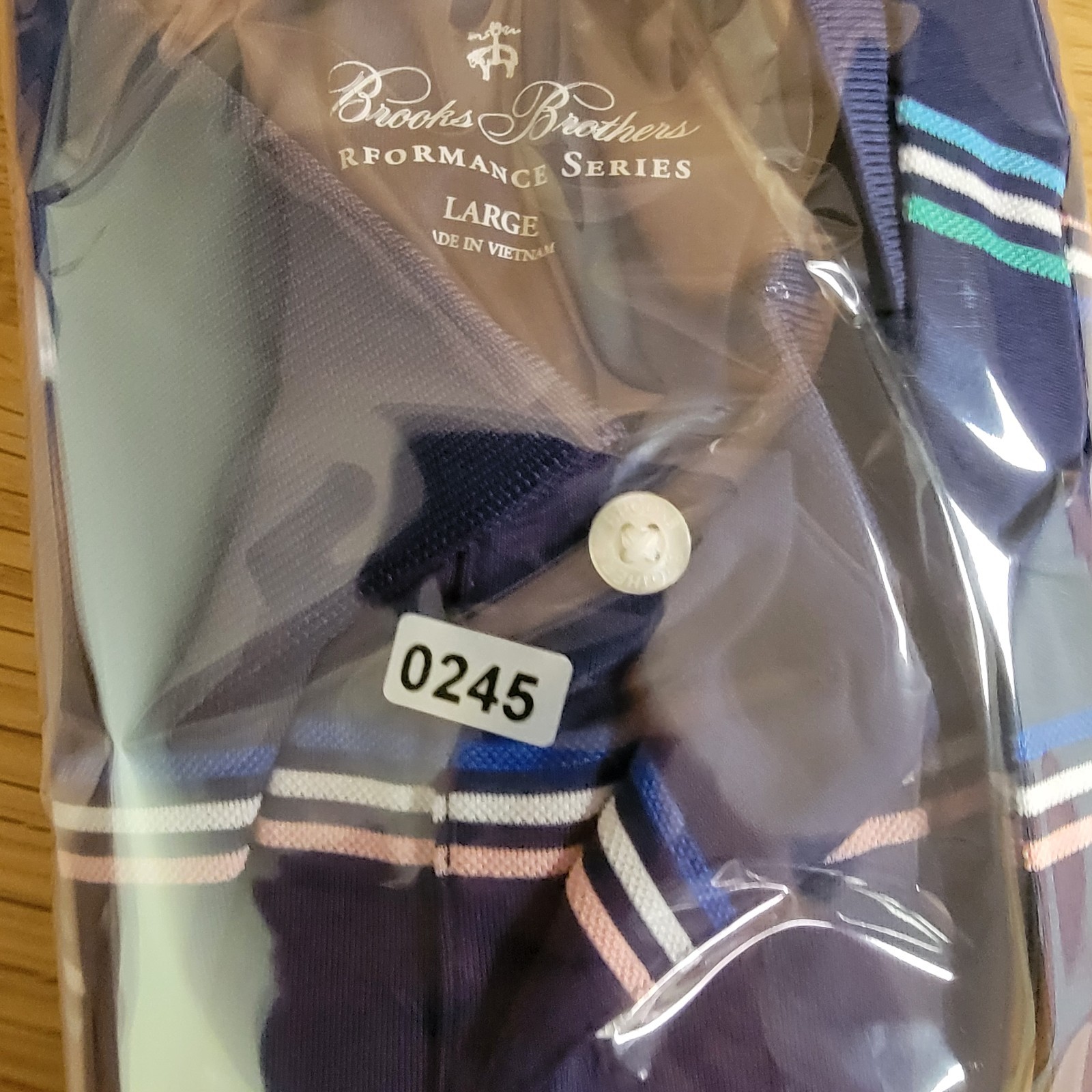 Brooks Brothers Polo Shirt Men's  Large Blue Stripe Golf Performance thumbnail 7