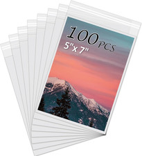 100Pack Acid-Free Photo Sleeves Crystal Clear Storage Bags for 5X7 Print
